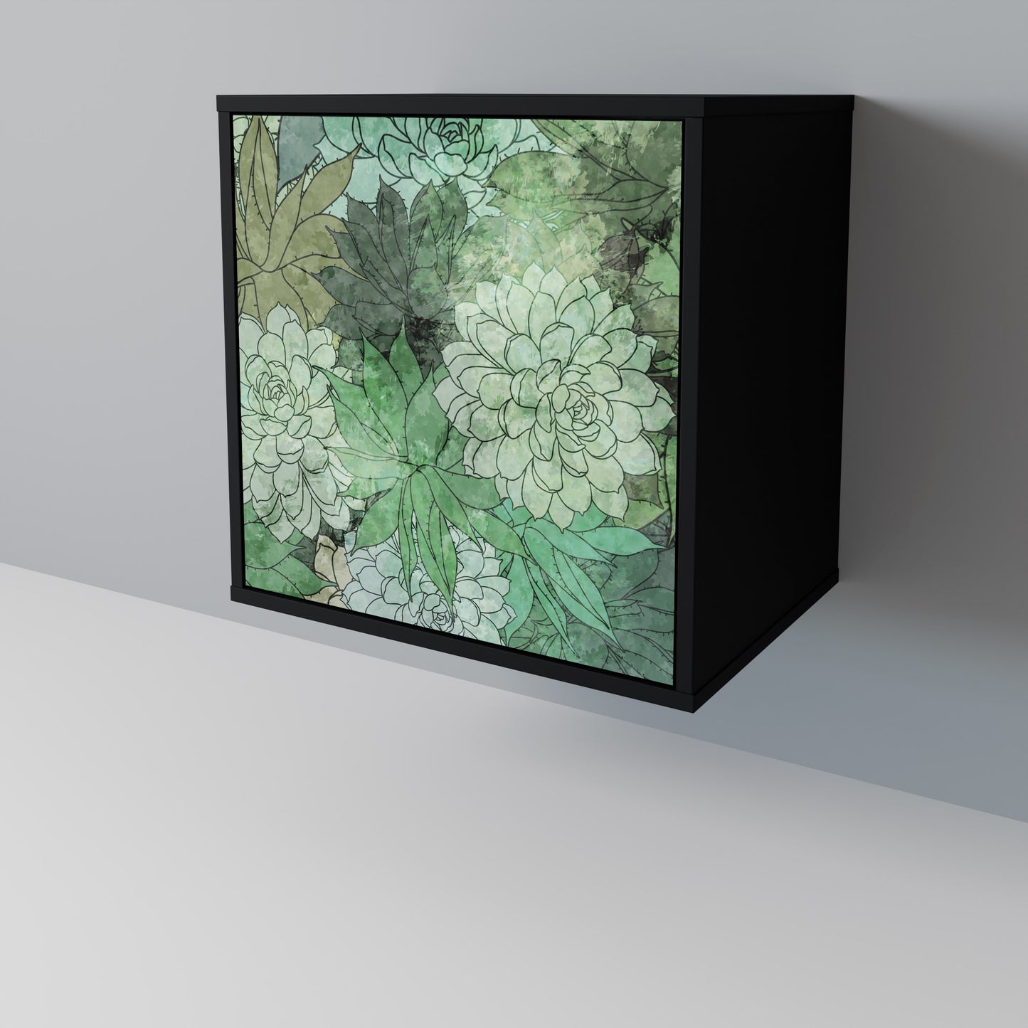 SUCCULENT CLUSTER 1-Door Sideboard in Black Finish