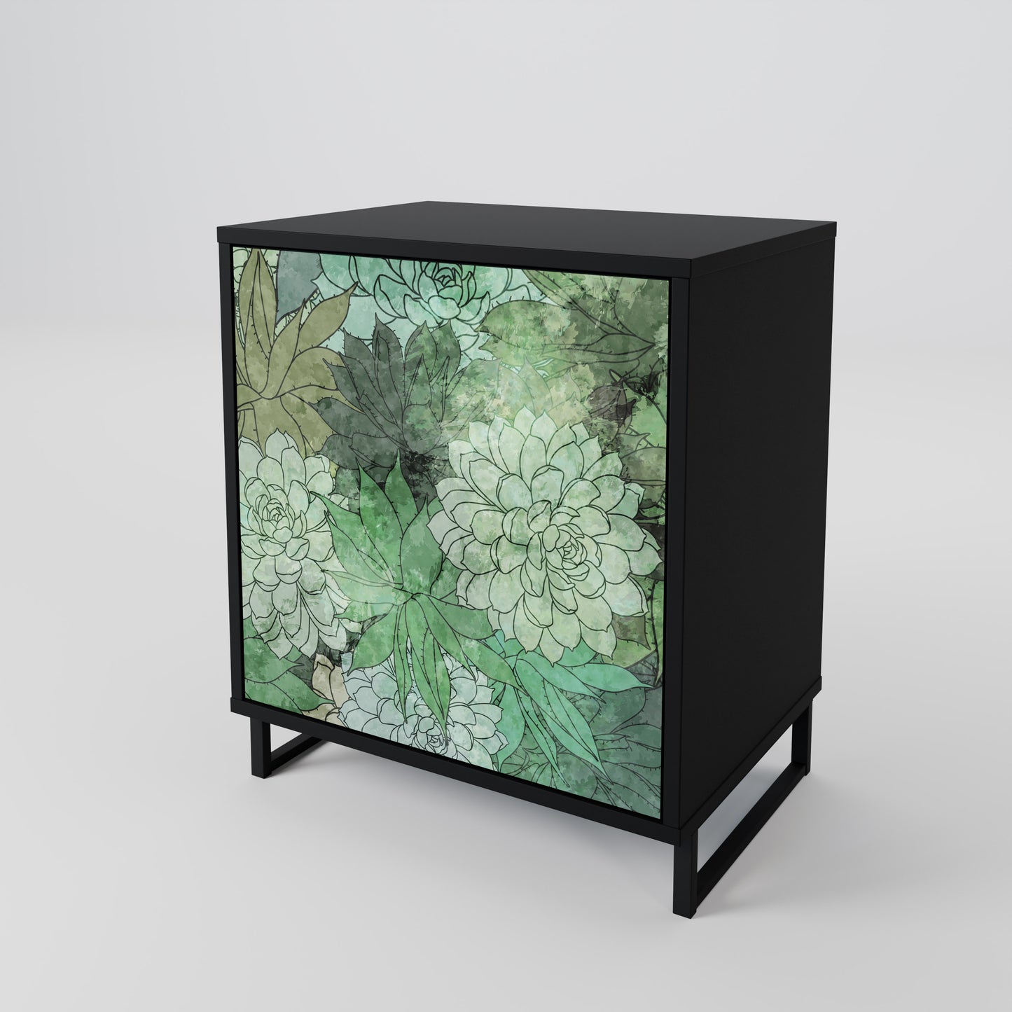 SUCCULENT CLUSTER 1-Door Sideboard in Black Finish