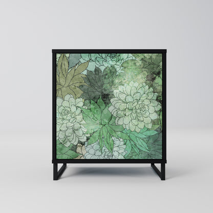 SUCCULENT CLUSTER 1-Door Sideboard in Black Finish