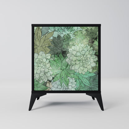 SUCCULENT CLUSTER 1-Door Sideboard in Black Finish