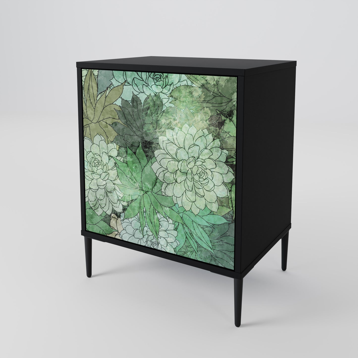 SUCCULENT CLUSTER 1-Door Sideboard in Black Finish
