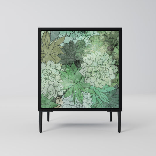SUCCULENT CLUSTER 1-Door Sideboard in Black Finish