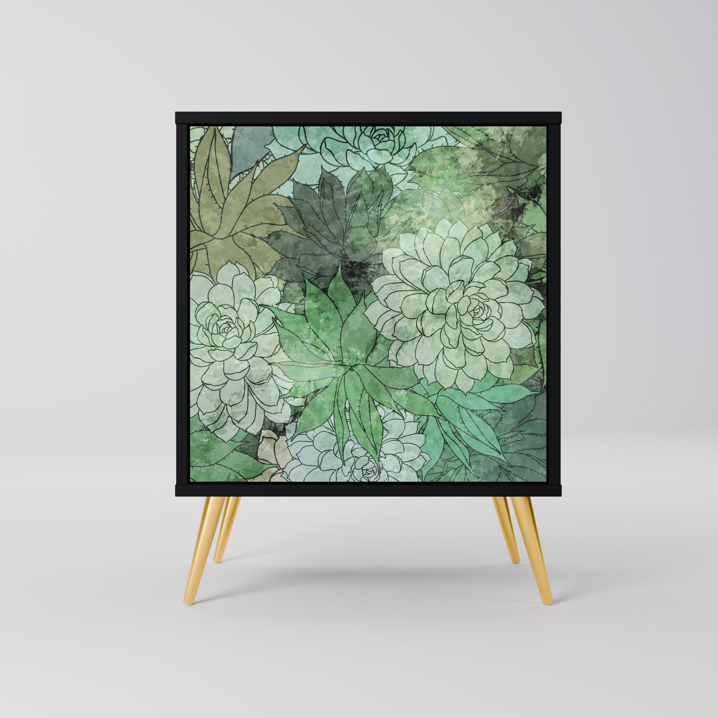 SUCCULENT CLUSTER 1-Door Sideboard in Black Finish