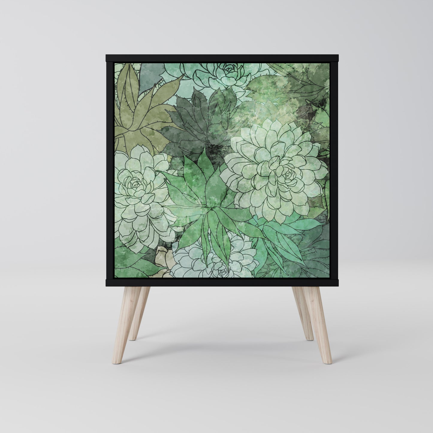 SUCCULENT CLUSTER 1-Door Sideboard in Black Finish