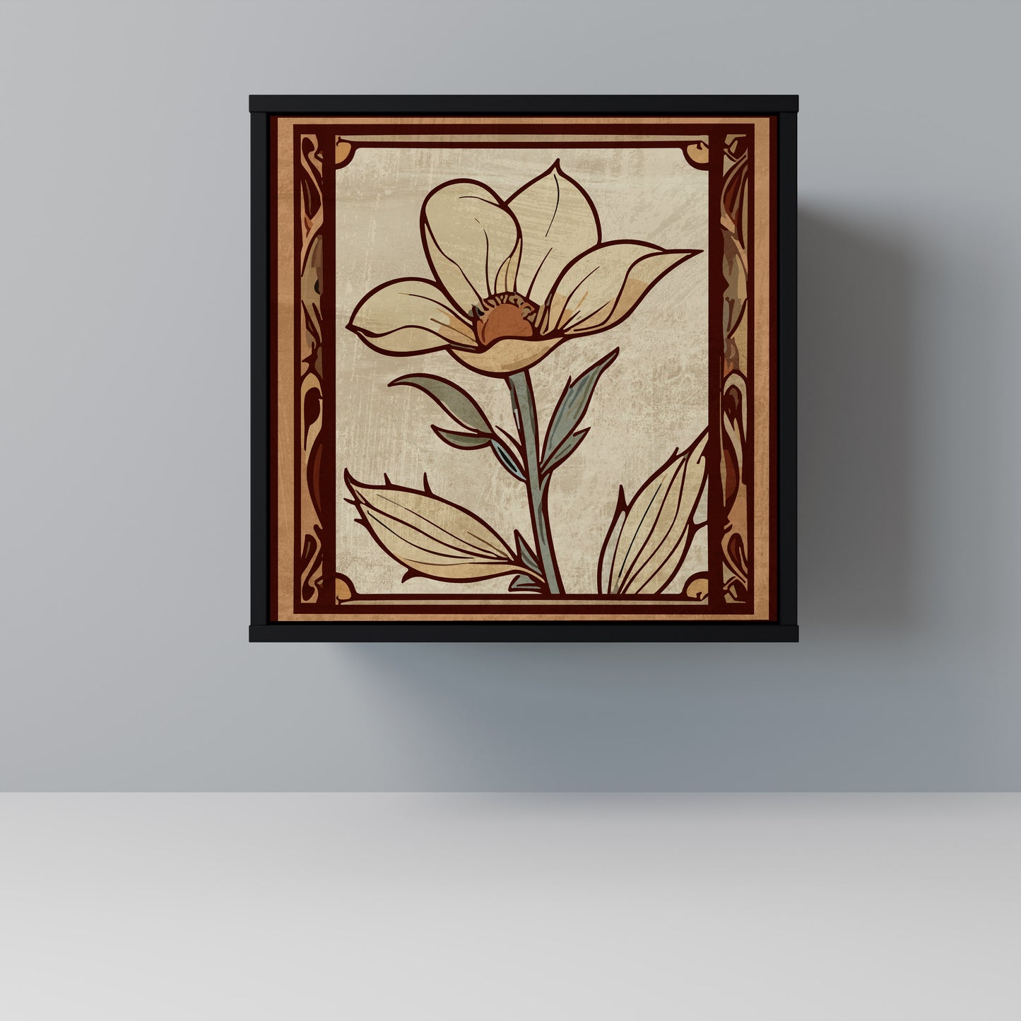 Credenza TIMELESS FLORA a 1 anta con finitura nera