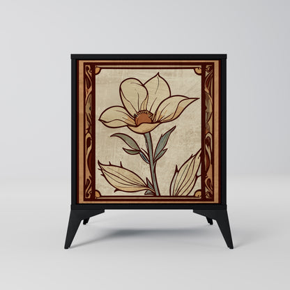 Credenza TIMELESS FLORA a 1 anta con finitura nera