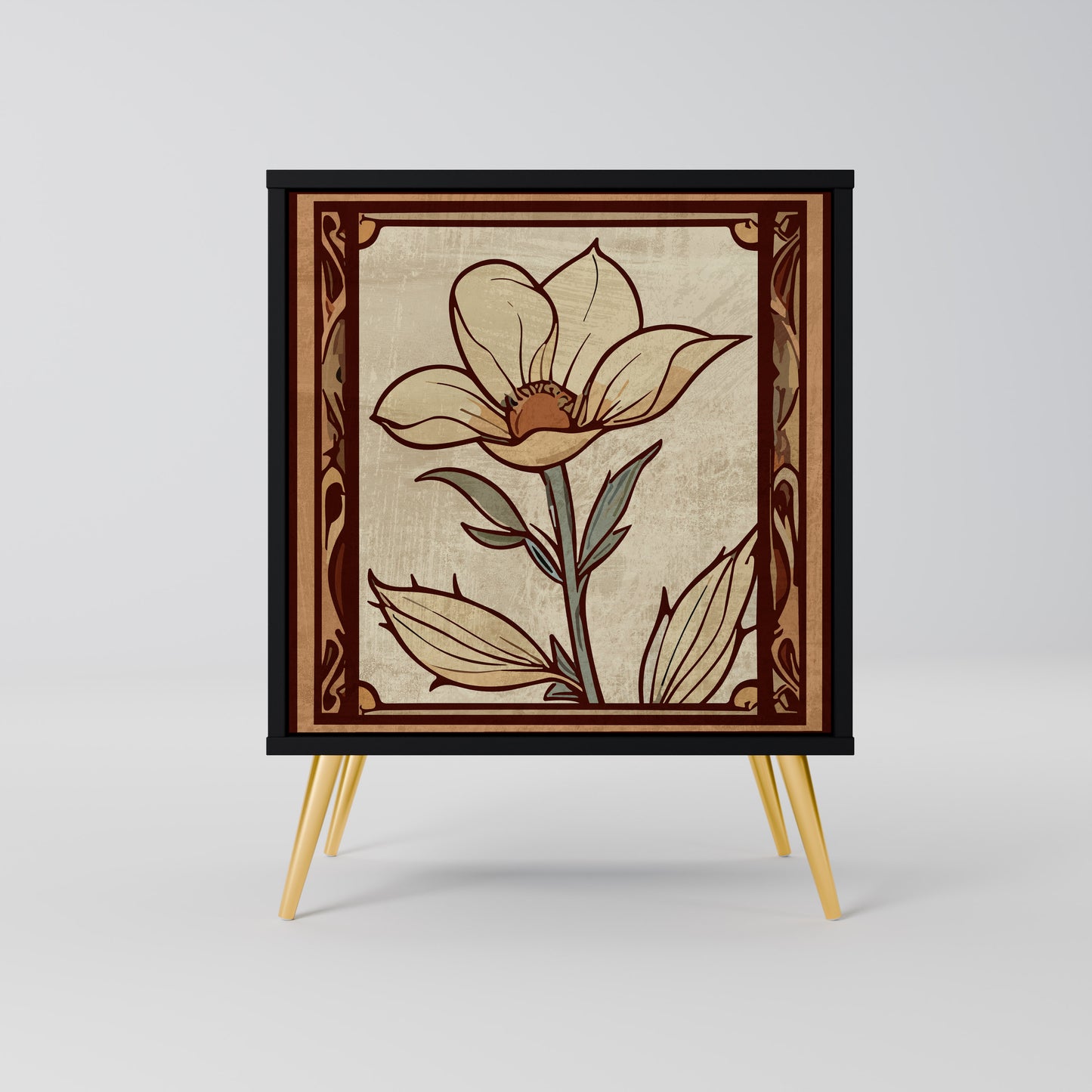 Credenza TIMELESS FLORA a 1 anta con finitura nera