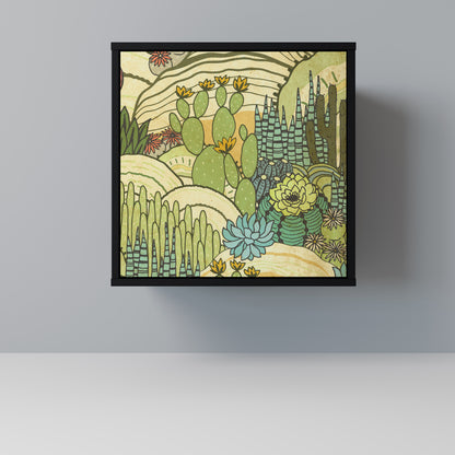 SUCCULENTS KALEIDOSCOPE 1-Door Sideboard in Black Finish