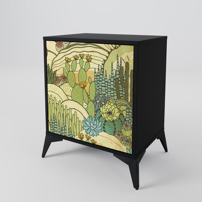 SUCCULENTS KALEIDOSCOPE 1-Door Sideboard in Black Finish