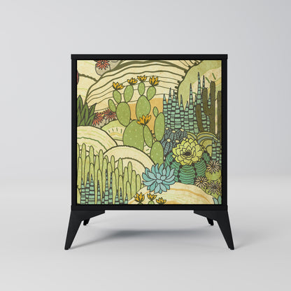 SUCCULENTS KALEIDOSCOPE 1-Door Sideboard in Black Finish