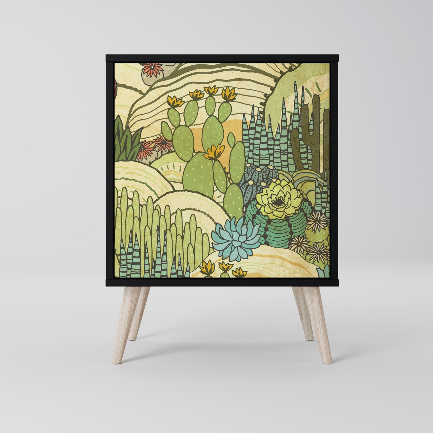 SUCCULENTS KALEIDOSCOPE 1-Door Sideboard in Black Finish