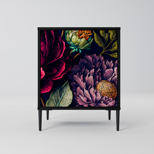 Credenza BLOOMING ELEGANCE a 1 anta con finitura nera