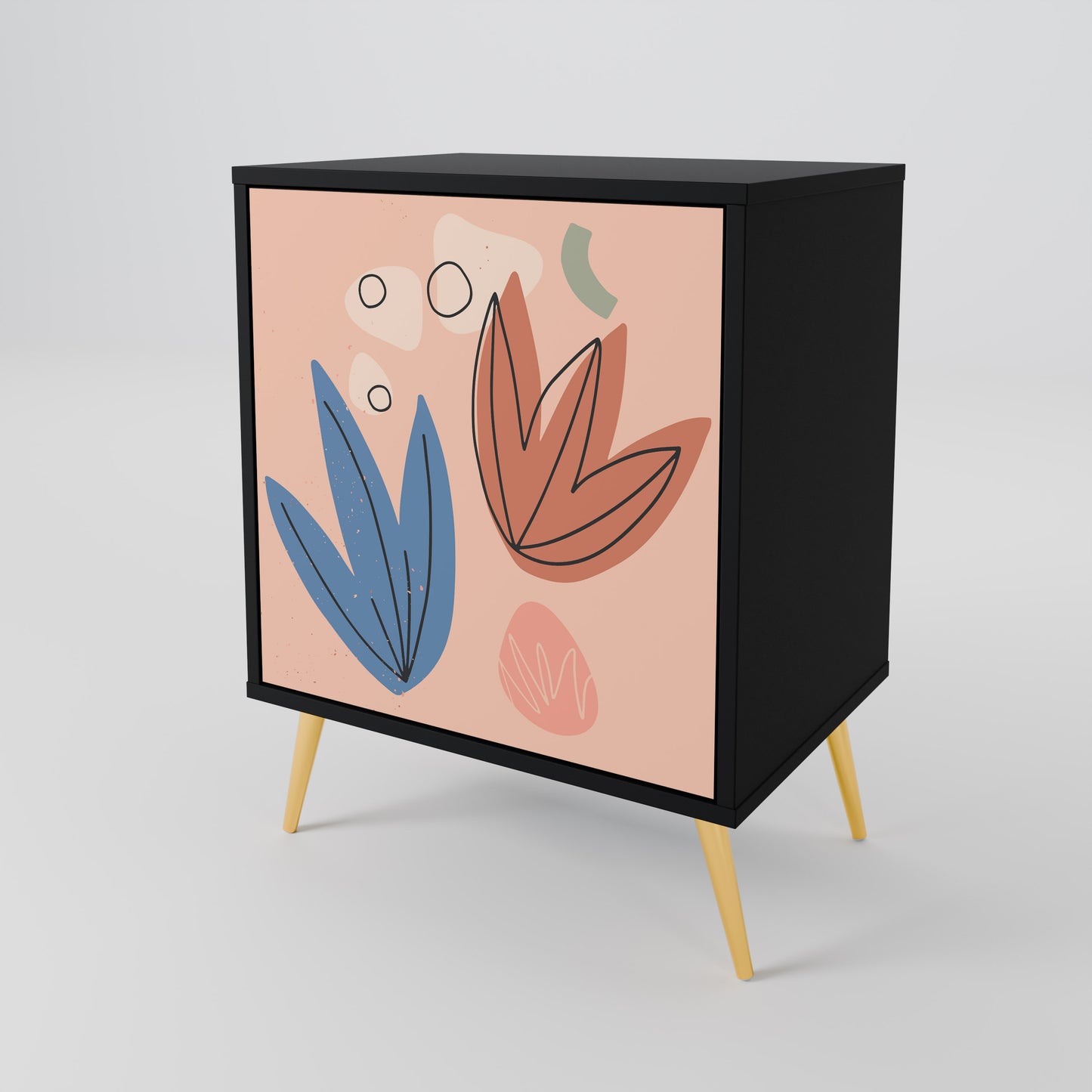 PASTEL DESTINY 1-Door Sideboard in Black Finish
