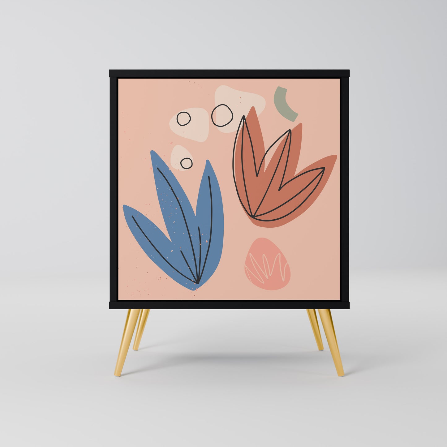 PASTEL DESTINY 1-Door Sideboard in Black Finish