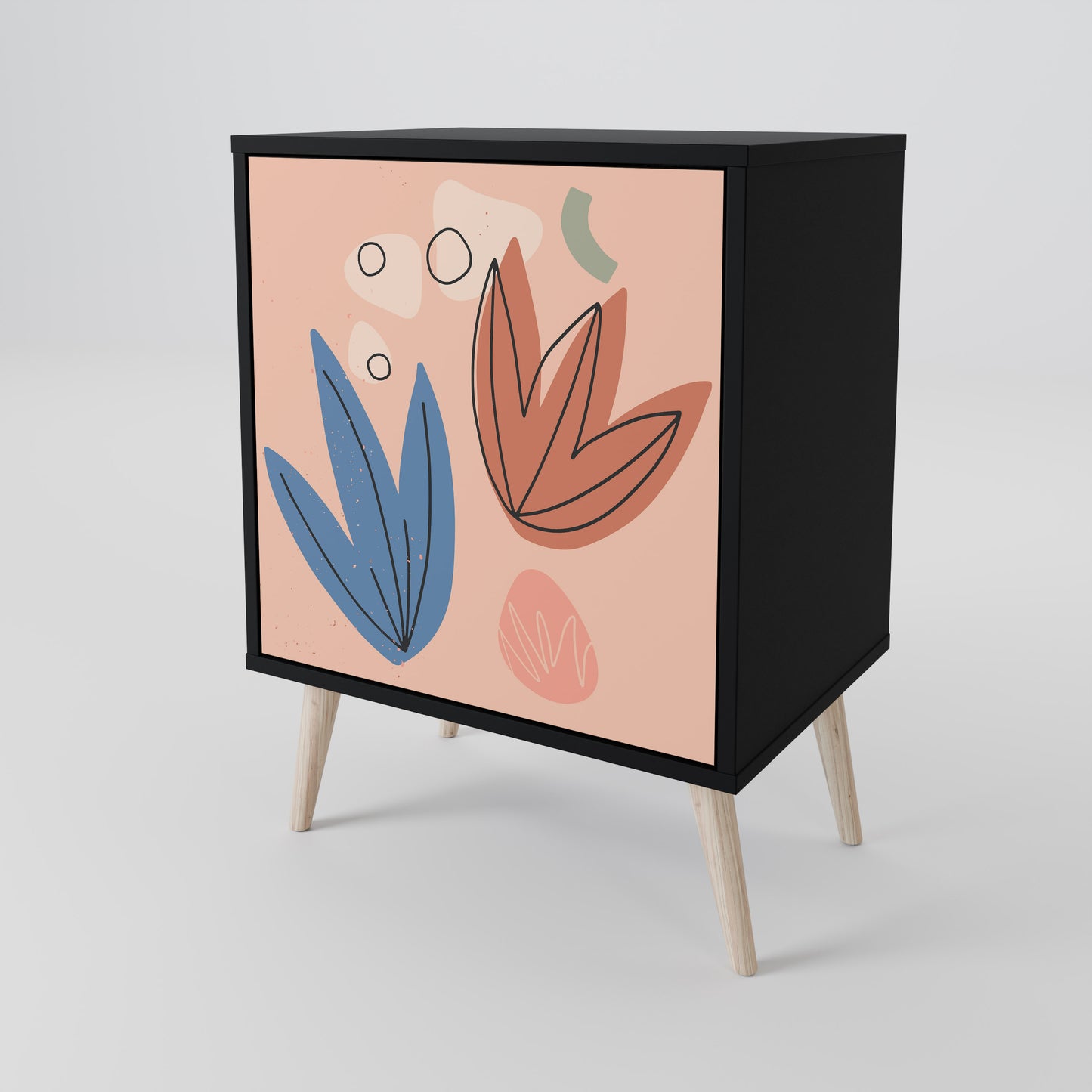 PASTEL DESTINY 1-Door Sideboard in Black Finish