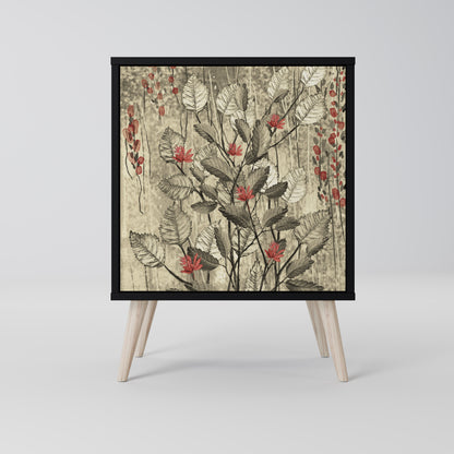 HERBAL GRACE 1-Door Sideboard in Black Finish