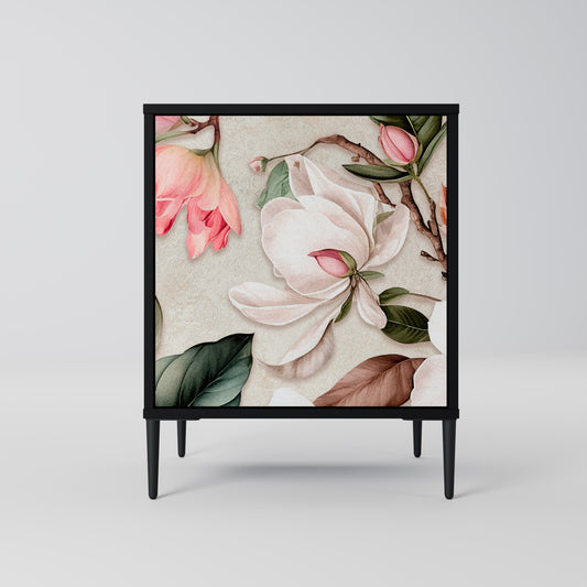 Credenza FLORAL GRACE a 1 anta con finitura nera