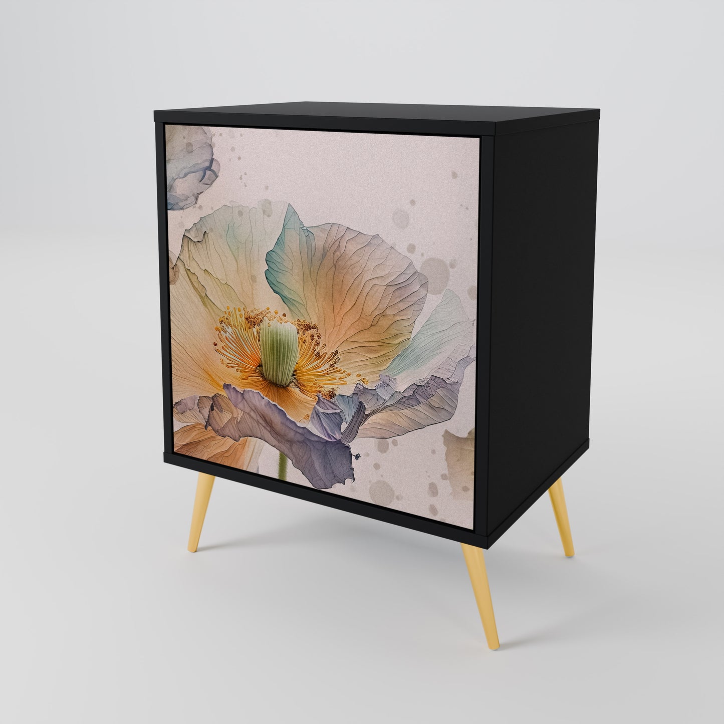 Credenza SOFTEN POPPY a 1 anta con finitura nera