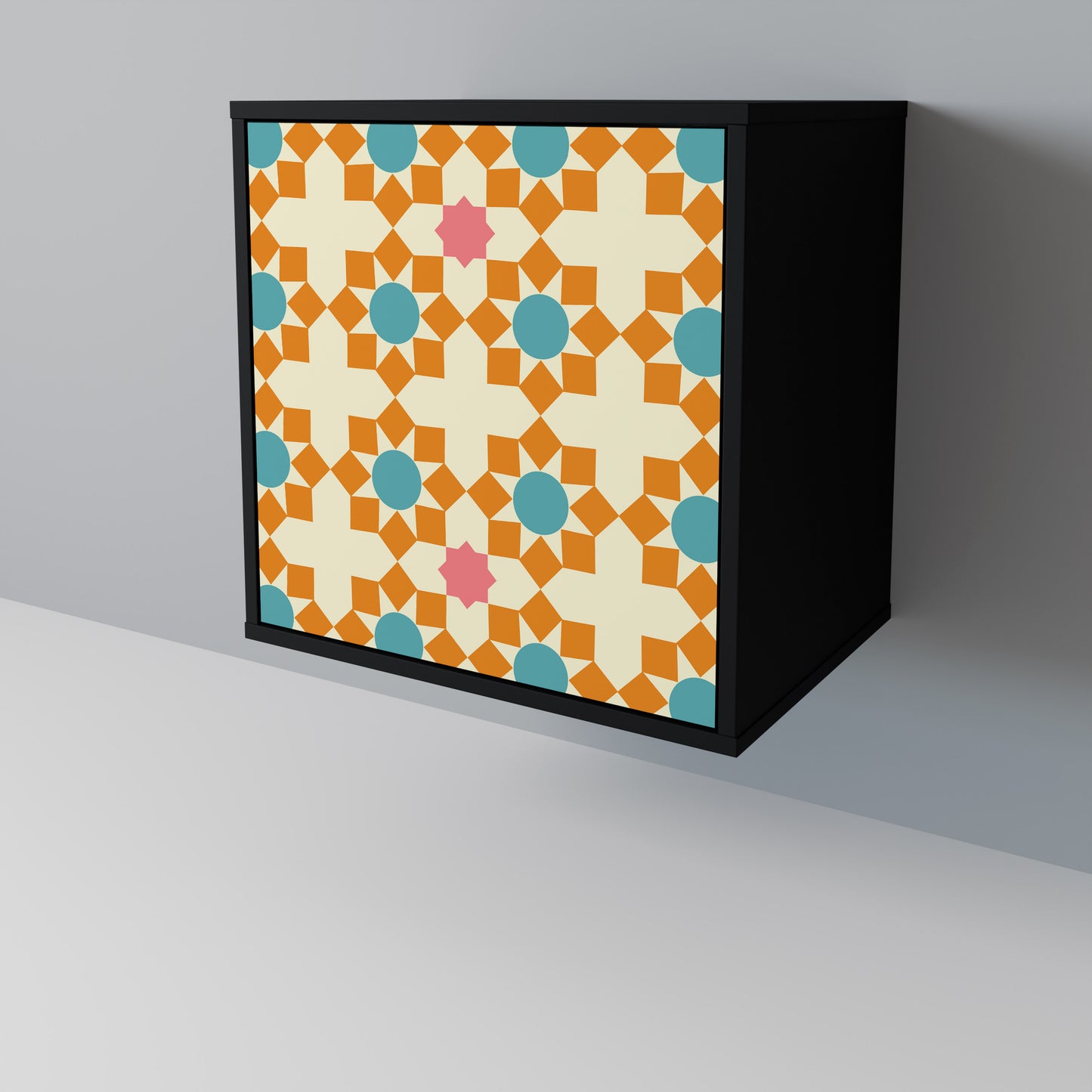 FLORAL DECOR 1-Door Sideboard in Black Finish