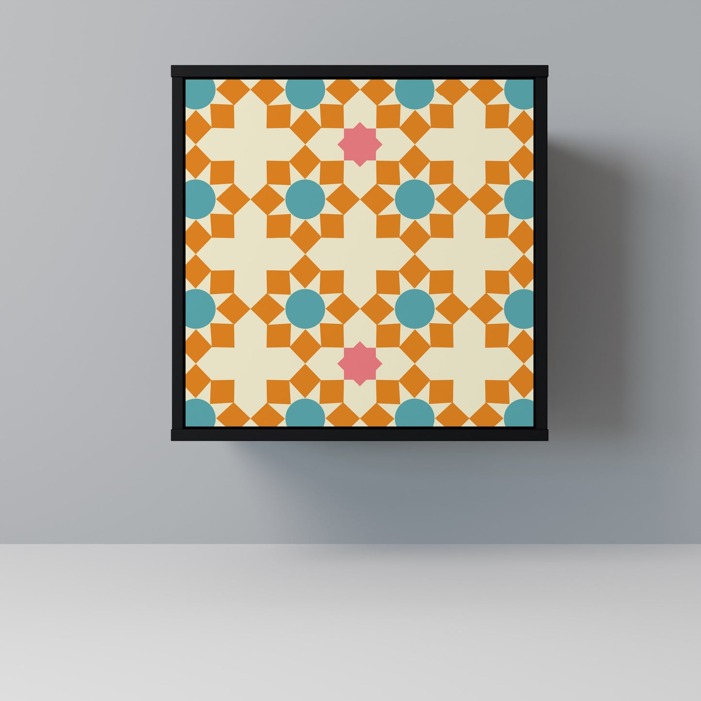 FLORAL DECOR 1-Door Sideboard in Black Finish