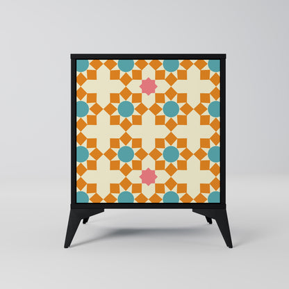 FLORAL DECOR 1-Door Sideboard in Black Finish