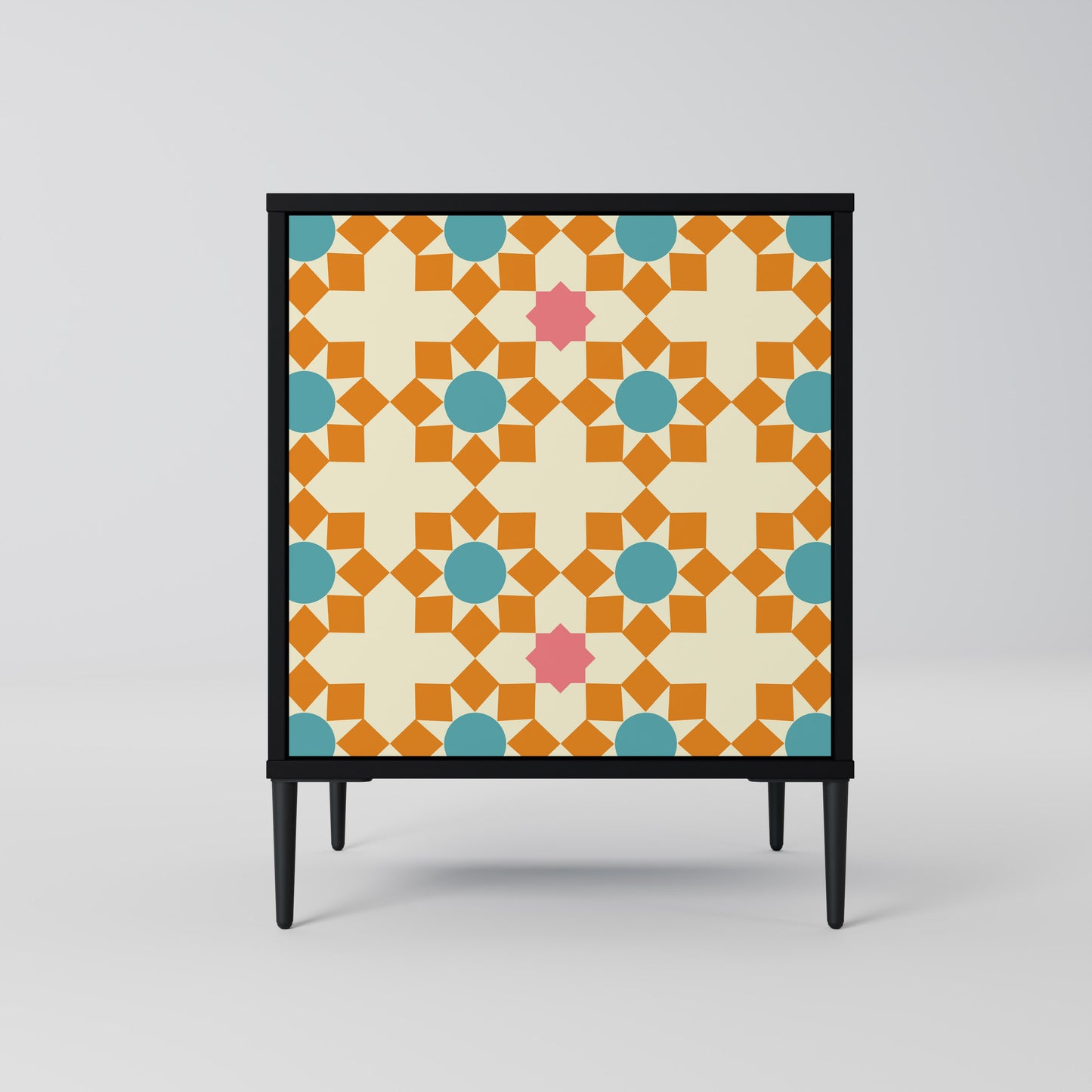 FLORAL DECOR 1-Door Sideboard in Black Finish