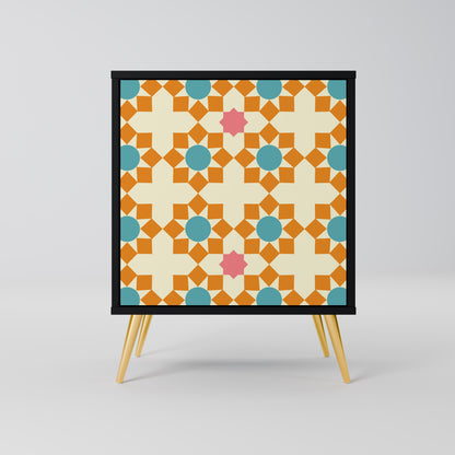 FLORAL DECOR 1-Door Sideboard in Black Finish