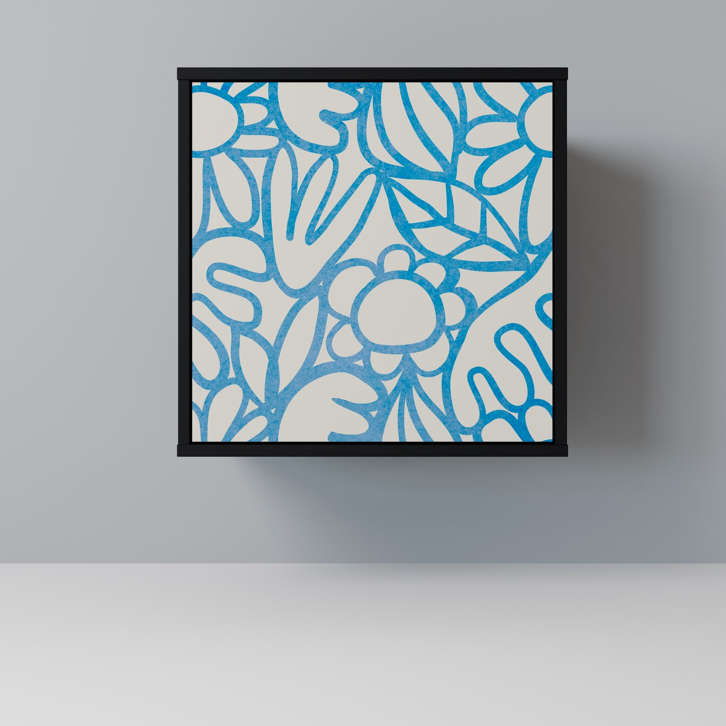 BLOOMY MORNING 1-Door Sideboard in Black Finish