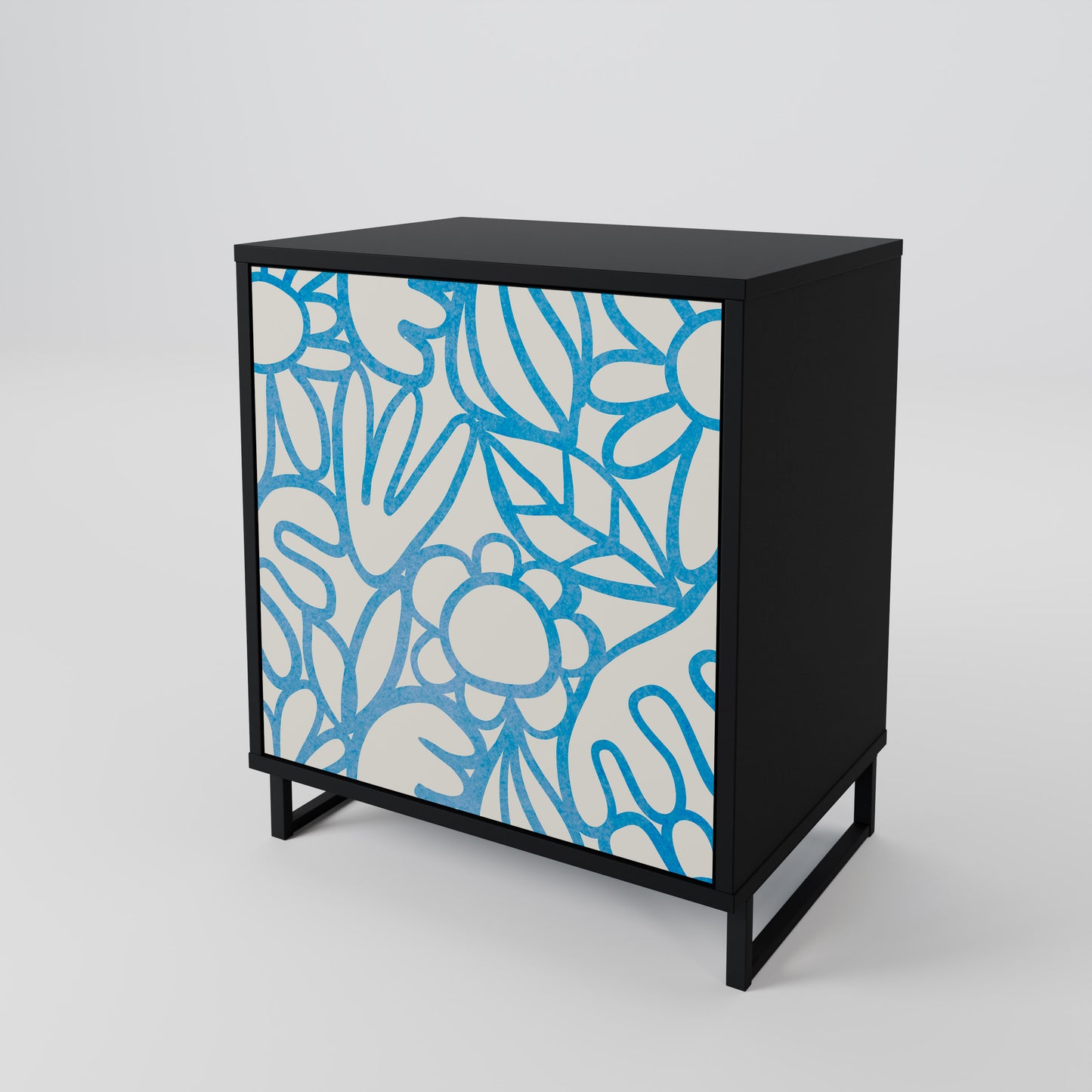 BLOOMY MORNING 1-Door Sideboard in Black Finish