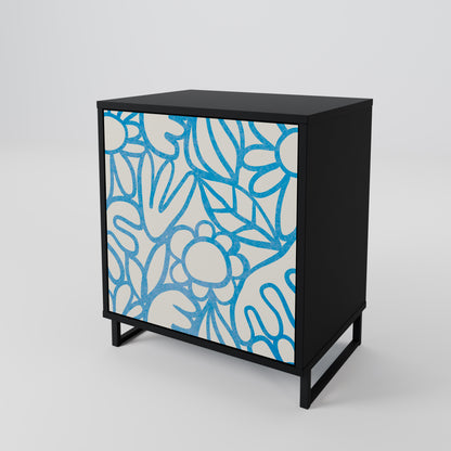 BLOOMY MORNING 1-Door Sideboard in Black Finish