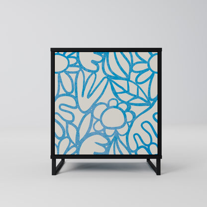 BLOOMY MORNING 1-Door Sideboard in Black Finish