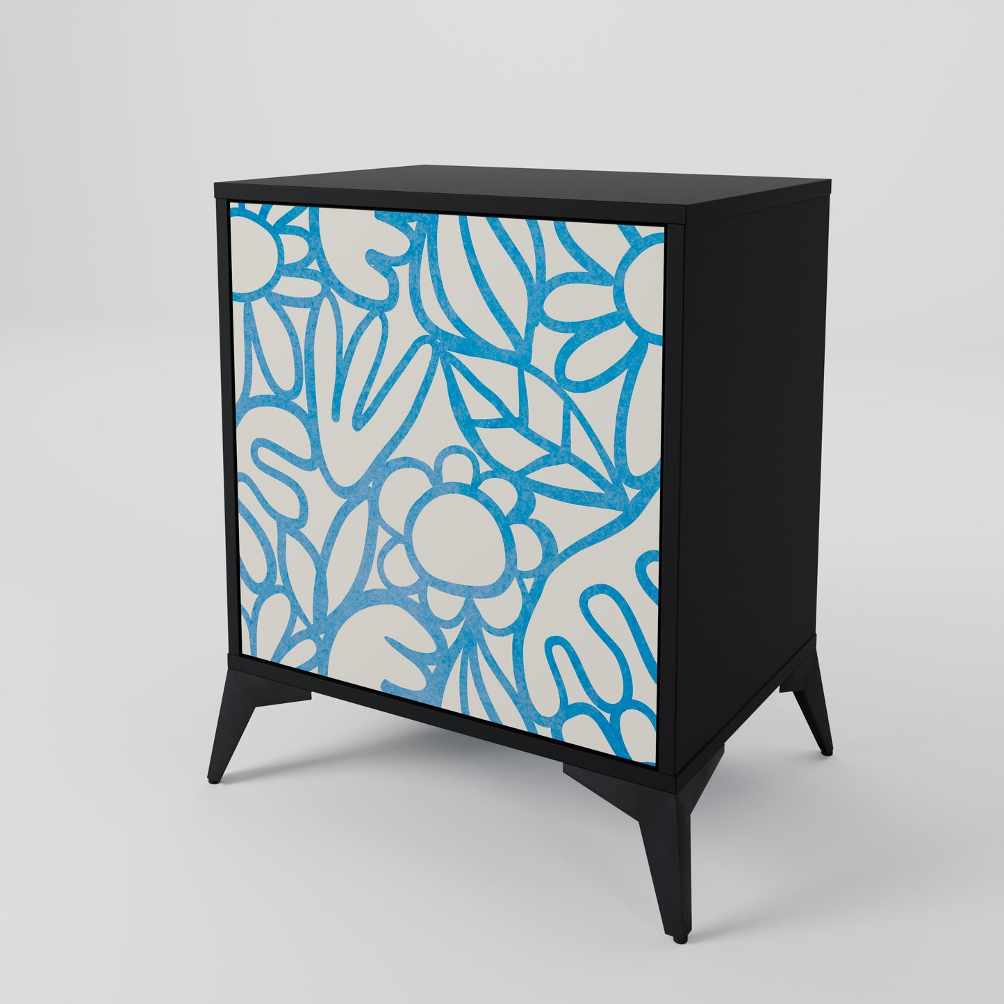 BLOOMY MORNING 1-Door Sideboard in Black Finish