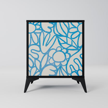 BLOOMY MORNING 1-Door Sideboard in Black Finish