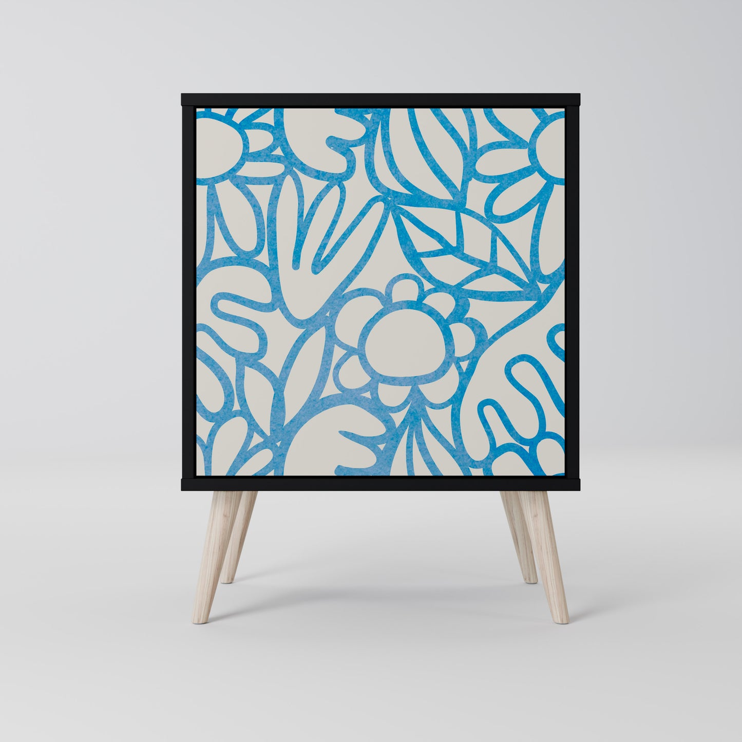 BLOOMY MORNING 1-Door Sideboard in Black Finish