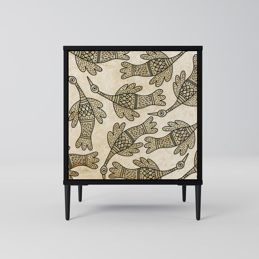 ALMONDINE SONGBIRD 1-Door Sideboard in Black Finish