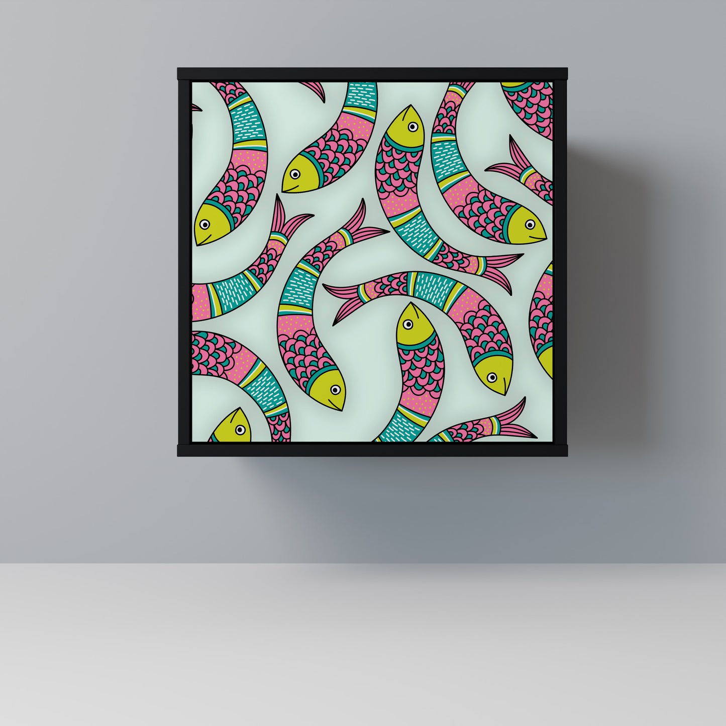 Credenza INDIAN FISH a 1 anta con finitura nera