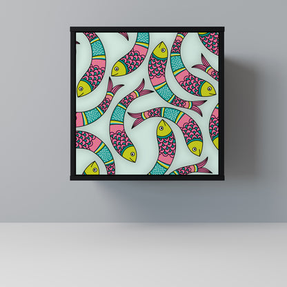 Credenza INDIAN FISH a 1 anta con finitura nera