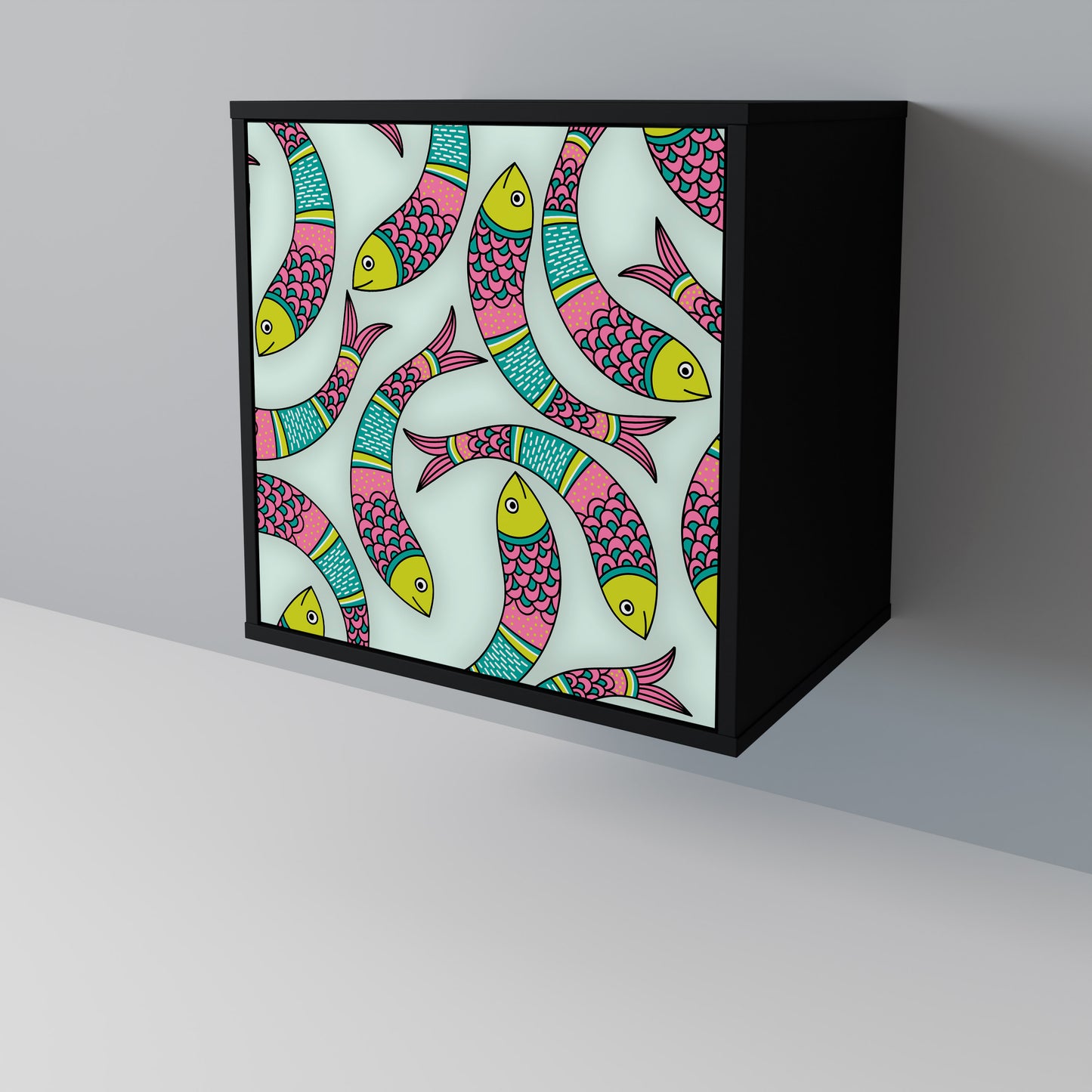 Credenza INDIAN FISH a 1 anta con finitura nera