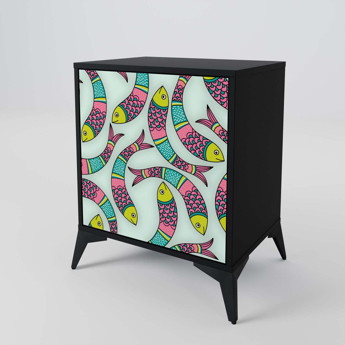Credenza INDIAN FISH a 1 anta con finitura nera