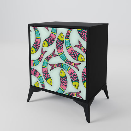 Credenza INDIAN FISH a 1 anta con finitura nera