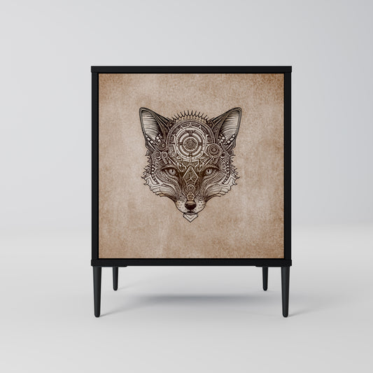 STEAMPUNK CLAN 1-Door Sideboard in Black Finish