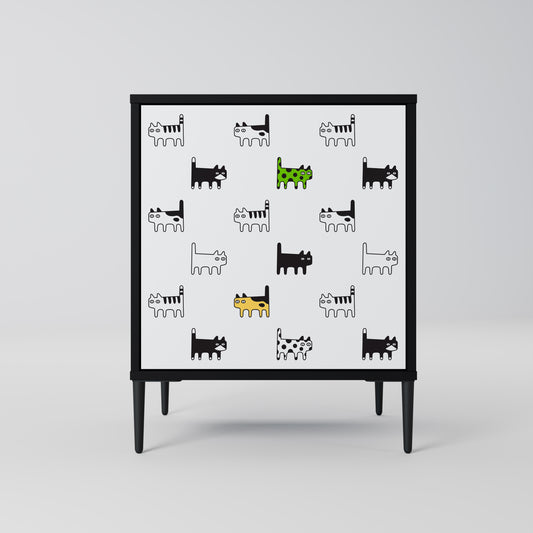 CATS COMPILATION 1-Door Sideboard in Black Finish
