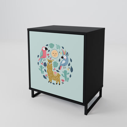 Credenza a 1 anta COLORFUL ALPACAS con finitura nera