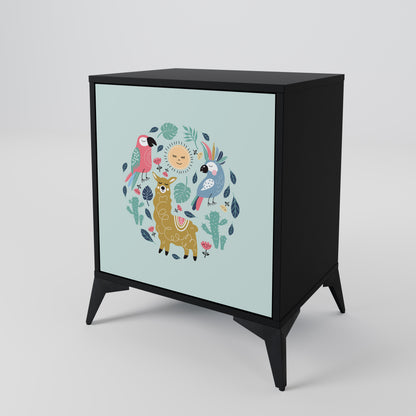 Credenza a 1 anta COLORFUL ALPACAS con finitura nera