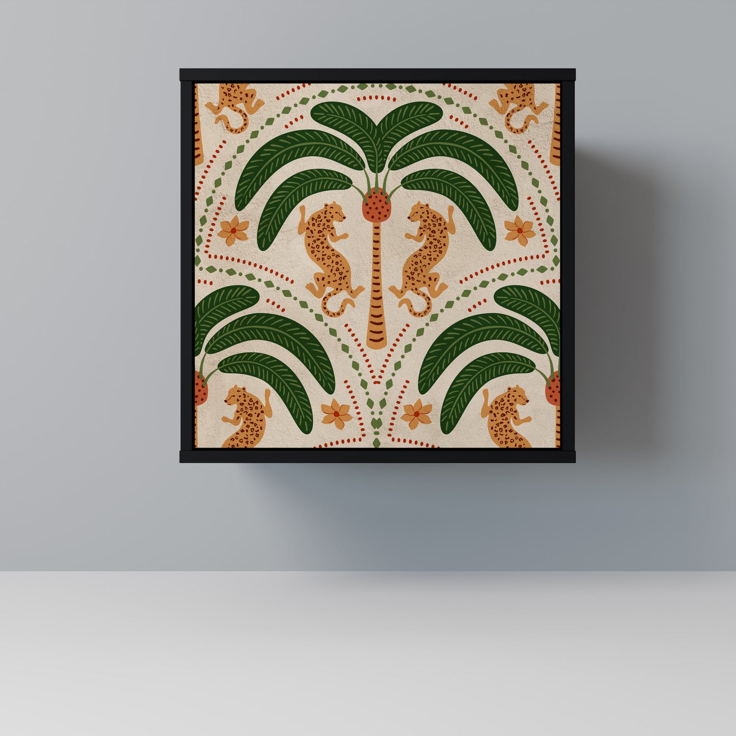 Credenza DANCING PREDATORS a 1 anta con finitura nera