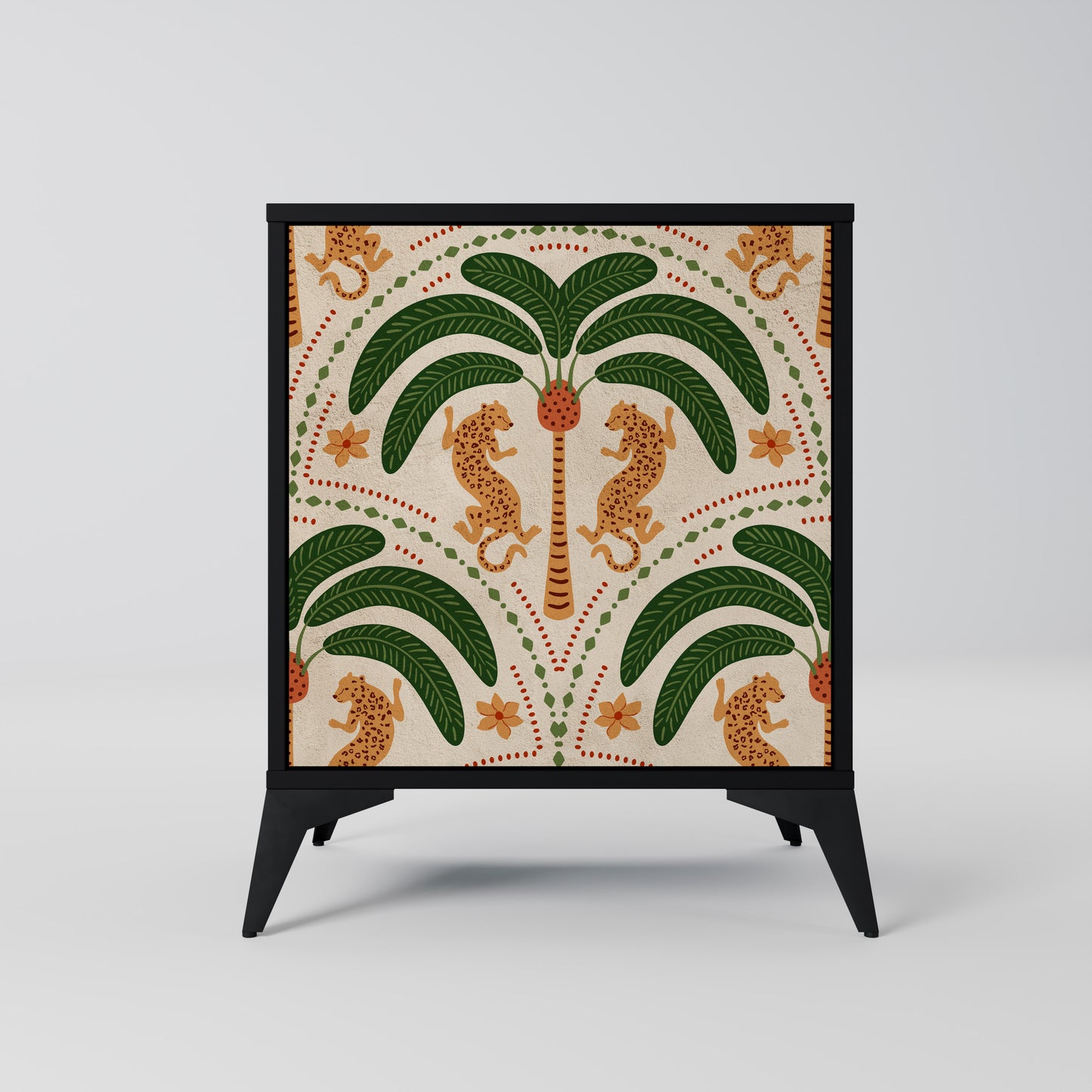 Credenza DANCING PREDATORS a 1 anta con finitura nera