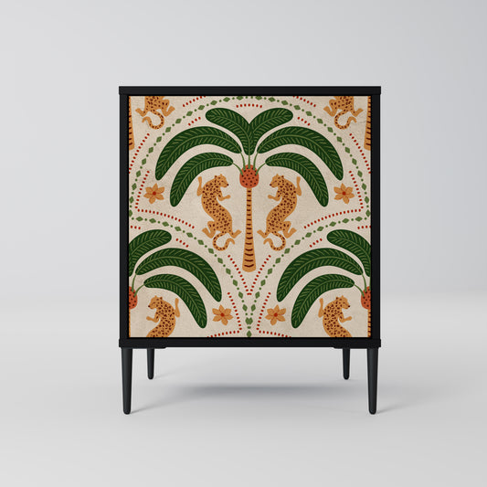 DANCING PREDATORS 1-Door Sideboard in Black Finish