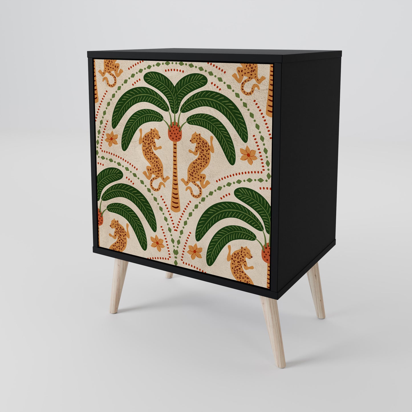 Credenza DANCING PREDATORS a 1 anta con finitura nera