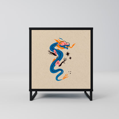 MYTHOLOGICAL CREATURES 1-Door Sideboard in Black Finish