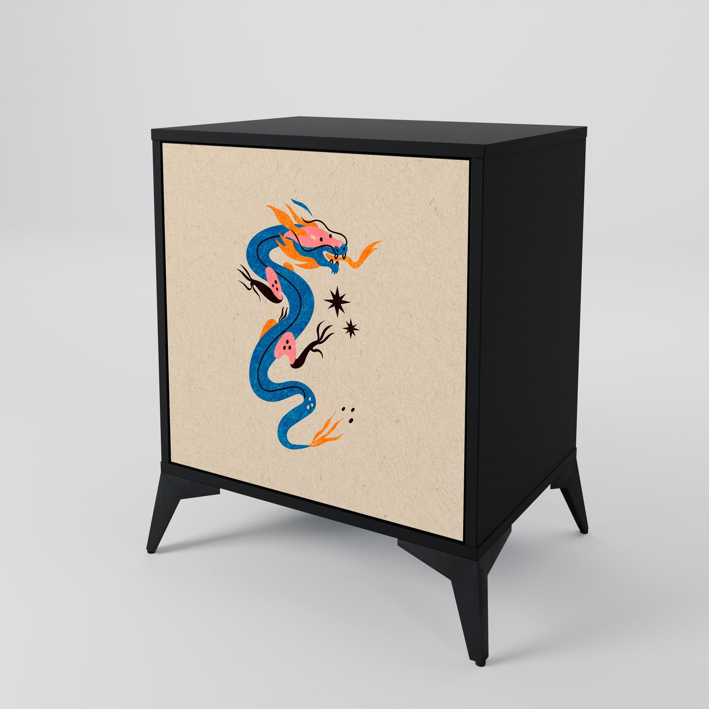 MYTHOLOGICAL CREATURES 1-Door Sideboard in Black Finish